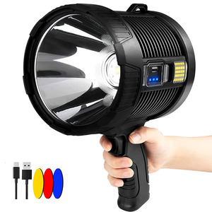 <b>Rechargeable</b> <b>Flashlight</b> with Tripod 6 Modes IPX7 Waterproof Led Spotlight Handheld Outdoor High Bright Solar Searchlight - Product Image 1