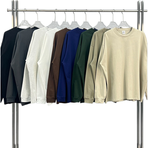 T-shirt à manches longues pour homme avec logo personnalisé, 100% coton tricoté, col rond, couleur unie, coupe décontractée, tee-shirt streetwear uni - Product Image 1
