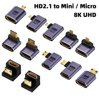 Adaptateur compatible 90/270 degrés, convertisseur mâle/femelle à angle droit, connecteur HD 8K Mini/Micro pour câbles