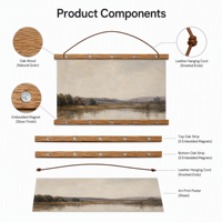 Pengait Poster Magnetik Kayu Oak Solid Ruixuan untuk Pajangan Seni Dinding, Bingkai Gantung Kayu untuk Cetakan Kanvas dan Poster, Tanpa Alat