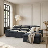 Canapé-lit modulaire en velours capitonné de luxe moderne en forme de L pour hôtel et villa, mobilier confortable pour salon avec livraison rapide