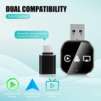 Adaptador Inalámbrico para Espejo Retrovisor con CarPlay y Android Auto, WiFi 2.4/5GHz, Bluetooth 5.0, USB, Pantalla Adaptativa para Compatibilidad Universal