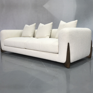 Sofá de tres asientos de madera de tela recta simple de lujo para el hogar de diseño moderno para muebles de sala de estar de hotel - Product Image 2