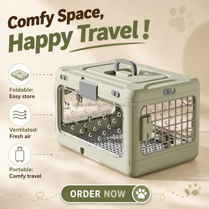 Jaula de Transporte para Mascotas, Estándar <span class=keywords><strong>IATA</strong></span>, de Plástico, Transpirable, Plegable, Ecológica, Portátil, para Perros y Gatos, 10 kg - Product Image 1