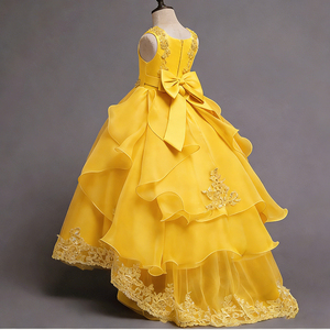 Abito da Sposa in Stile Occidentale alla Moda per Ragazze, Vestito da Festa per Bambine con Gonna Soffice, Abito Giallo con Fiori per Ragazze di 10 Anni - Product Image 3