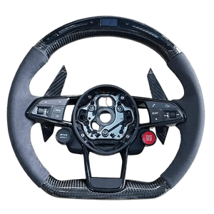 Volant en cuir véritable et fibre de carbone amélioré, style course, pour <span class=keywords><strong>AUDI</strong></span> A3 A4 A5 A6 RS3 RS4 RS5 <span class=keywords><strong>RS6</strong></span> S8 Q3 Q5 TT R8 - Vente Flash - Product Image 3