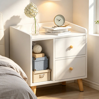 Table de chevet nordique en bois, table de nuit moderne avec 3 tiroirs, étagère de rangement ouverte, pieds en bois massif, armoire de chambre à coucher