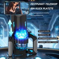Elektrisches Teleskop-Masturbationsgerät für Männer mit Doppelgriff und 6 Schubweiten, lebensechte 3D-strukturierte Vagina, männliche Stroker-Maschine