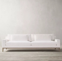 Nouveau luxe bois lin velours tissu sectionnel ensemble salon canapé meubles d'intérieur