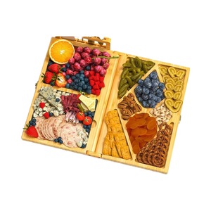 <b>Cheese</b> deli tray <b>set</b> - foldable server tray, foldable bamboo <b>cheese</b> tray with 4 <b>knives</b> - Product Image 1