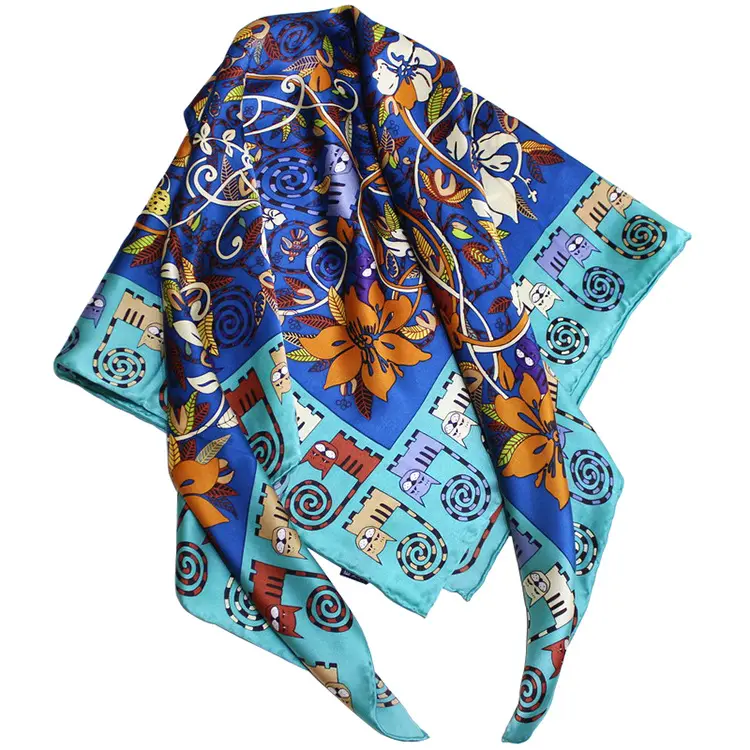 2021 youtube new trend long customized marble pattern silk digital print scarf shawl