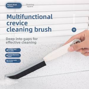 Cepillo de limpieza de cerdas duras con mango largo para ranuras y huecos en el hogar, cocina, fregadero, baño, ventana, hecho de plástico - Product Image 1