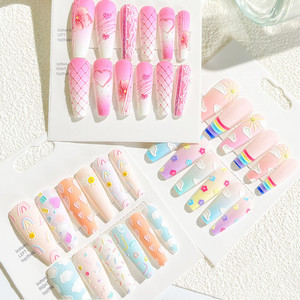 เล็บปลอมแบบกดติดทรงเหลี่ยมสไตล์ฝรั่งเศส 24 ชิ้น ทำจากวัสดุ ABS พร้อมสีให้เลือก 55 สี สำหรับตกแต่งเล็บมือ ใช้ในร้านทำเล็บ - Product Image 3