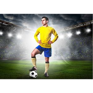 Ensembles de maillots de football teints en pièce bleu et jaune, service OEM, vêtements de sport en gros - Product Image 6