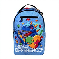 Sac à dos éducatif sur le thème des dinosaures pour enfants, motif T-Rex, sac d'école en forme de cœur, sac à dos urbain pour étudiants, pour apprendre à accepter les différences