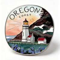 Fabricants de broches en Chine : conception personnalisée gratuite, créez votre propre logo, badges en émail métallique Oregon pour casquettes, chapeaux et sacs
