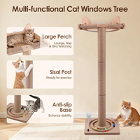 Perchoir de fenêtre pour chat avec griffoirs en sisal hauts, hamac pour chat réglable avec 3 ventouses robustes