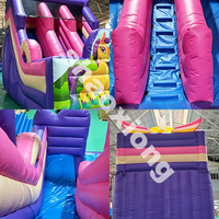 Structure gonflable commerciale licorne avec toboggan double piste et souffleur pour fête d'anniversaire