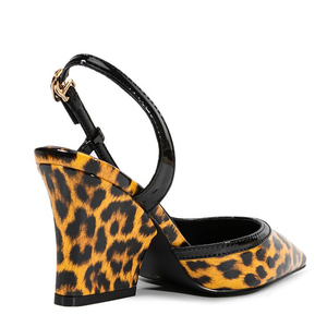 Sandales à talons compensés hauts pour femme, grande taille 45, à bout pointu, à brides, motif léopard sexy, en cuir verni, pour l'été, coupe large - Product Image 3