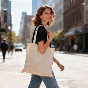 Sac de courses en toile de coton recyclé avec logo personnalisé - Product Image 1