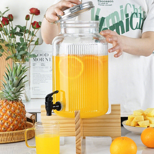 Bán buôn lớn lọ thủy tinh khối lượng lớn dọc gân uống nước giải khát nước trái cây Dispenser với cái vòi nước tap cho tiệc buffet - Product Image 4