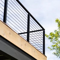 Kit de garde-corps horizontal sur mesure en usine, poteaux en aluminium thermolaqué noir, garde-corps à barres solides pour terrasse résidentielle