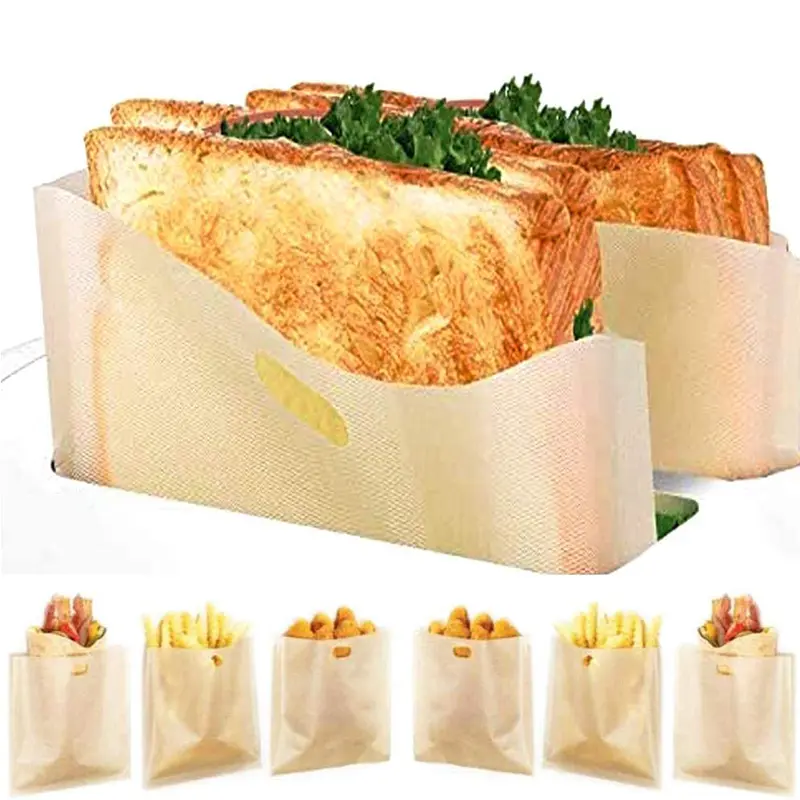 500 F derece yeniden kullanılabilir yapışmaz mikrodalga tost çantaları sandviç ekmek makinesi