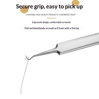 Kit de 10 outils anti-acné en acier inoxydable, ensemble de traitement de l'acné avec extracteur de points noirs et extracteur de boutons, étui en cuir pour le visage et le nez