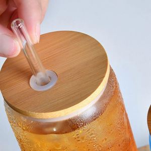 Vasos Personalizados de 600 ml para Bebidas, Tazas de Café, Frascos de Vidrio de 12 oz con Tapas y Pajitas - Product Image 5