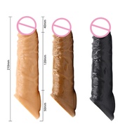 Juguetes sexuales para adultos, condón extensor de pene de goma suave, de plástico, consolador reutilizable, productos para alargar el tiempo