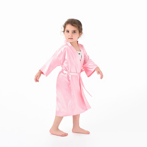 Accappatoio Kimono in Raso per Bambini, <span class=keywords><strong>Vestaglia</strong></span> <span class=keywords><strong>da</strong></span> Bagno in Raso, <span class=keywords><strong>Camicia</strong></span> <span class=keywords><strong>da</strong></span> <span class=keywords><strong>Notte</strong></span> Monocolore, Cardigan per Ragazzi <span class=keywords><strong>e</strong></span> Ragazze - Product Image 2