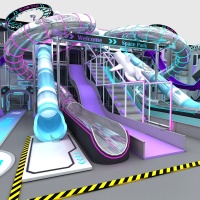 Equipo de Parque Temático Interior de 2300 m² con Tobogán Espiral Futurista, Trampolín, Torre de Escalada y Circuito Ninja para Centros Comerciales