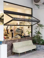 Ventanas Plegables Ascendentes y Descendentes con Buena Iluminación y Suspensión Ajustable, Ideales para Floristerías y Tiendas de Té de Burbujas