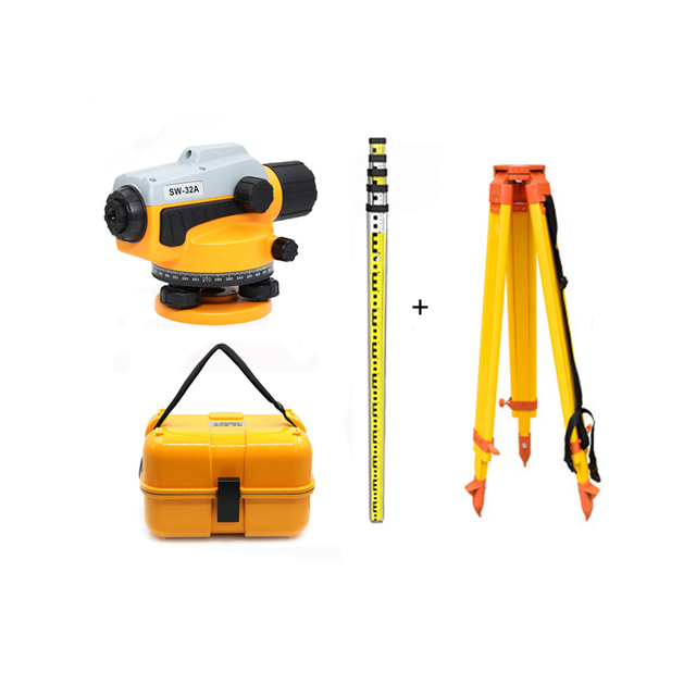 SNDWAY Cheaper SW-32A 32X Optical Automatic Engineering Survey Auto Level with Leveling Rod Aluminum Tripods
