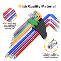 Juego de Llaves Torx de 9 Piezas T20-T50, Coloridas, Métricas, Universales, con Cabeza Torx, Llaves Allen en Forma de L, Destornilladores, Herramientas Manuales para Reparación