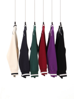 Fabricants de vêtements Veste universitaire automne/hiver surdimensionnée personnalisée avec insert d'épaule de 400g, lignes colorées contrastées et Z