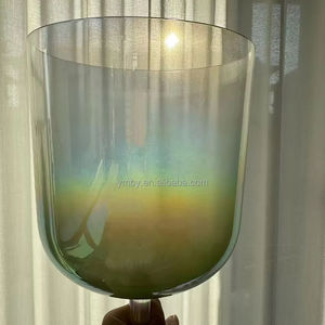 Bol chantant en cristal de quartz pur à 99,99 % avec poignée, thérapie <span class=keywords><strong>quantique</strong></span> d'alchimie, chakra vert, fréquence 432 Hz/440 Hz pour le son - Product Image 3