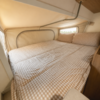 Parure de lit complète en coton biologique pour caravane Queen, motif Gingham, avec housse de couette à fermeture éclair et anneau de traction, pour lit superposé de camping-car, vente en gros OEM