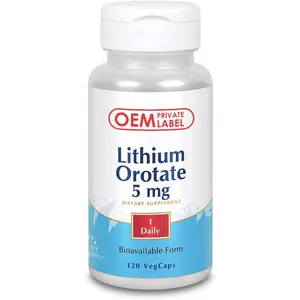 Органические литиевые капсулы, литиевый оротат 5 мг, литиевая добавка поддерживает здоровое настроение, поведение, память и оздоровление, частная этикетка