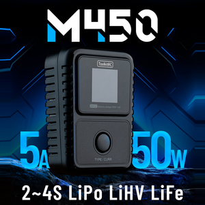 เครื่องชาร์จแบตเตอรี่ ToolkitRc M450 50W พร้อมหน้าจอสีสันสดใส ขนาดกะทัดรัด รองรับแบตเตอรี่ LiHv LiFe 1~4S สำหรับเครื่องบินบังคับวิทยุ รถยนต์บังคับวิทยุ และของเล่นบังคับวิทยุ - Product Image 2