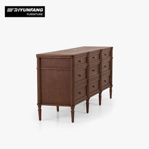 Tiroirs de coffre traditionnels en chêne massif à 9 niveaux Meuble de rangement pour salon et chambre à coucher avec design antique - Product Image 5