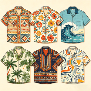 Camicia Hawaiana da Uomo Personalizzata OEM in Rayon con Stampa Foglie di Palma, Taglie Forti, Colletto Camp, Manica Corta, Abbigliamento Estivo da Resort - Product Image 3
