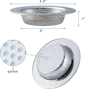 Panier de vidange double couche en maille d'acier inoxydable pour évier de cuisine, filtre à déchets et bouchon - Product Image 3