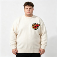 Pull-over en jacquard brodé blanc pur personnalisé pour hommes, idéal pour le printemps et l'automne.