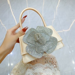New Ladies Celebrity Shiny Rhinestone Rose Flower <b>Small</b> Square Polyester Evening <b>Handbag</b> Tanjing - Product Image 6