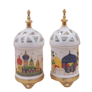 Lanternes et bougeoirs ronds faits à la main en céramique arabe, brûleurs d'encens Bakhoor et lampes à huile, vente directe d'usine, prix abordable - Product Image 1