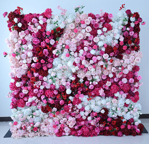 Panel Floral Decorativo para Bodas y Eventos S09, Fondo de Pared de Flores de Seda Artificial con Cambio Gradual de Color, Arcoíris, Ombre, Enrollable, en Venta - Product Image 1