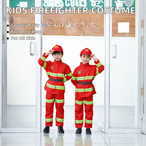 Disfraz de Bombero para Niños, Halloween, Día de las Profesiones, Unisex, Pantalones de Poliéster, Traje para Juego de Roles, Fiesta, Actuación - Product Image 2