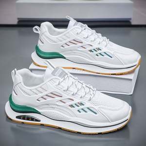 Chaussures de course décontractées de sport blanches à la mode pour hommes avec semelle épaisse en maille respirante avec fermeture à lacets-Caractéristique antidérapante - Product Image 3