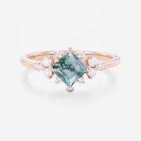 Bagues de mariage de luxe en argent sterling 925 avec agate mousse, plaquées rhodium, certifiées NGGC, unisexe, vente en gros directe d'usine OEM/ODM